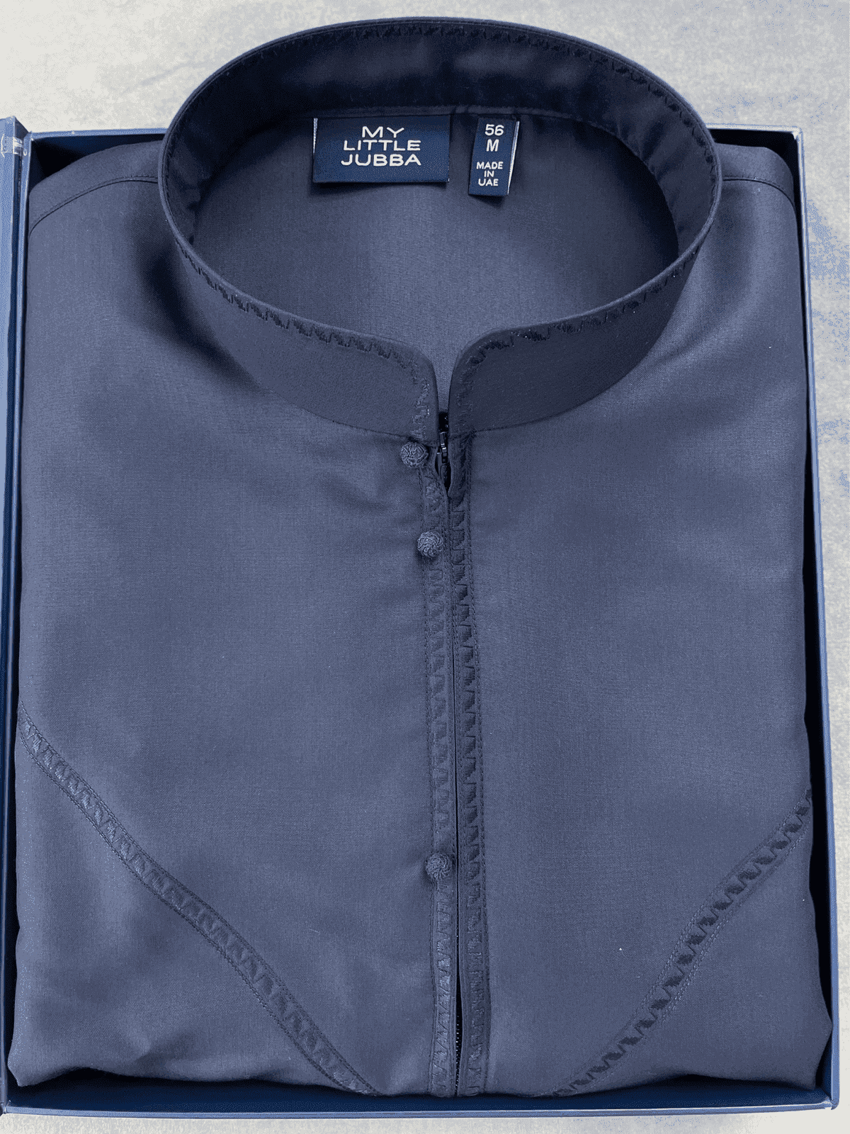 Mens Ocean Blue Bahraini Thobe with Embroidery