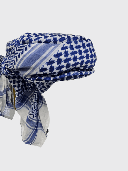 Mens Ready Made Blue & White Arab Hat Shemagh Keffiyeh