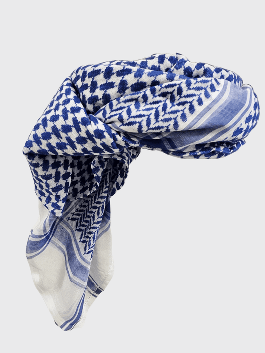 Mens Ready Made Blue & White Arab Hat Shemagh Keffiyeh