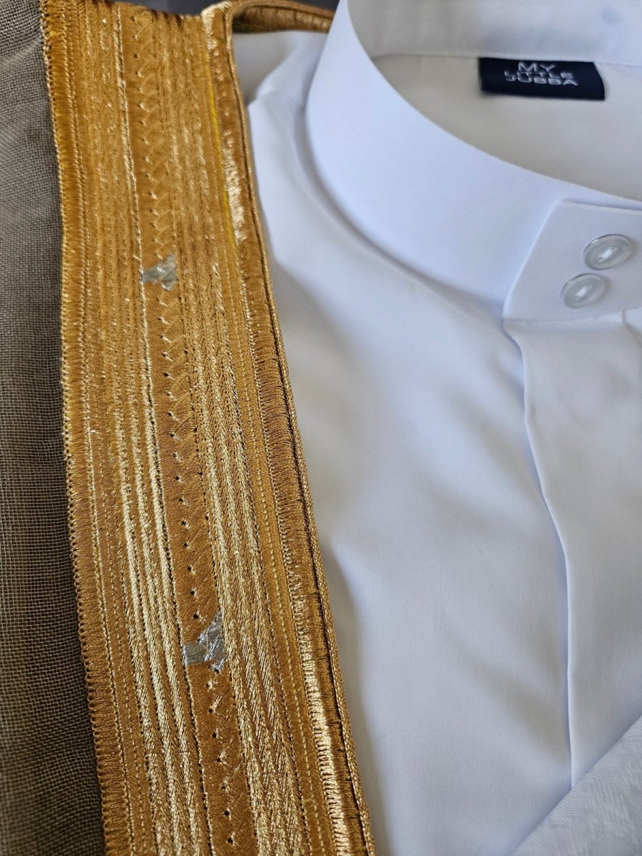 Mens Saudi Thobe 5 Pcs Set White Shemagh