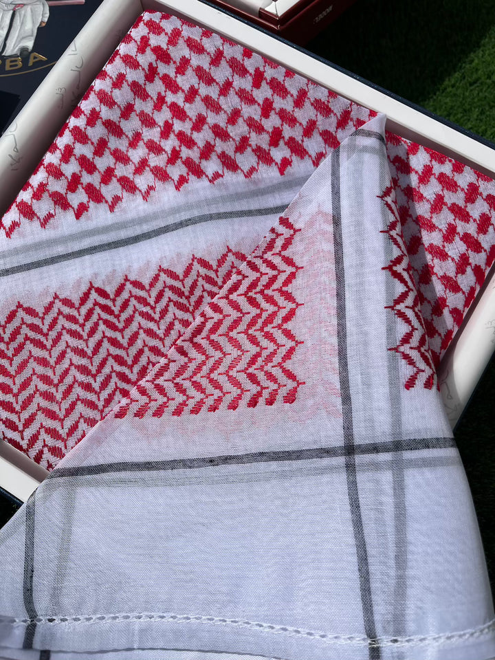 Unisex Red & White Shemagh Keffiyeh Scarf - Fujairah