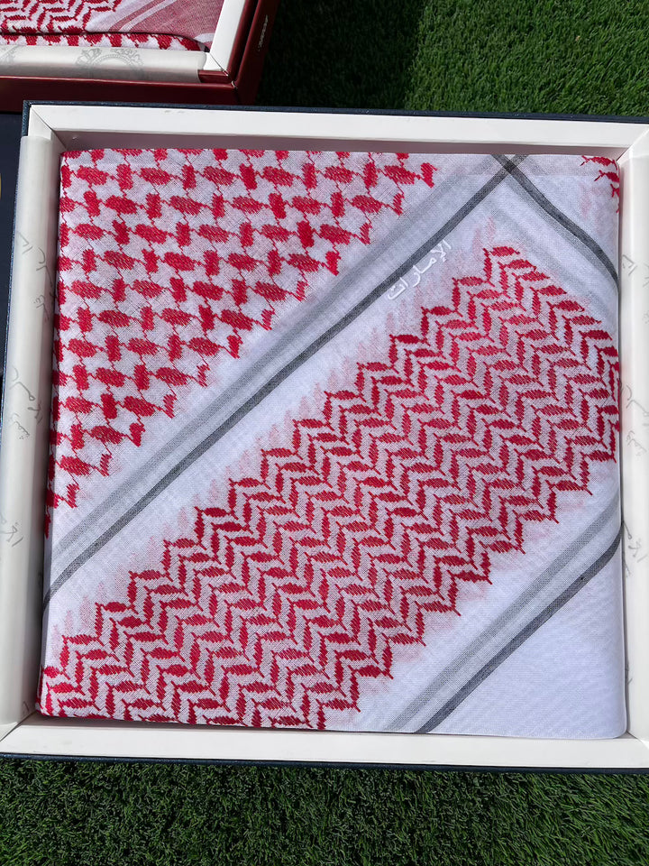 Unisex Red & White Shemagh Keffiyeh Scarf - Fujairah
