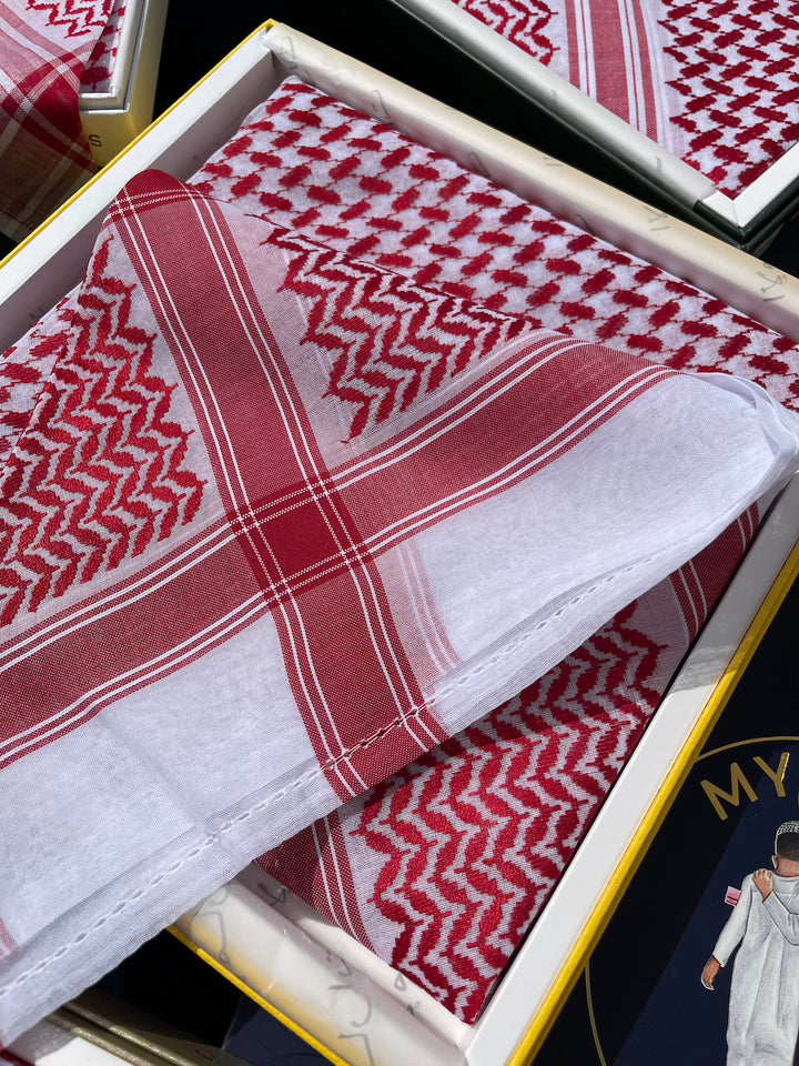 Unisex Red & White Shemagh Keffiyeh Scarf - Dammam