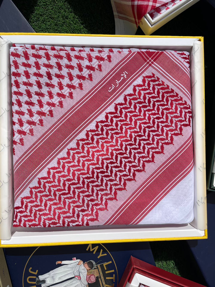 Unisex Red & White Shemagh Keffiyeh Scarf - Dammam