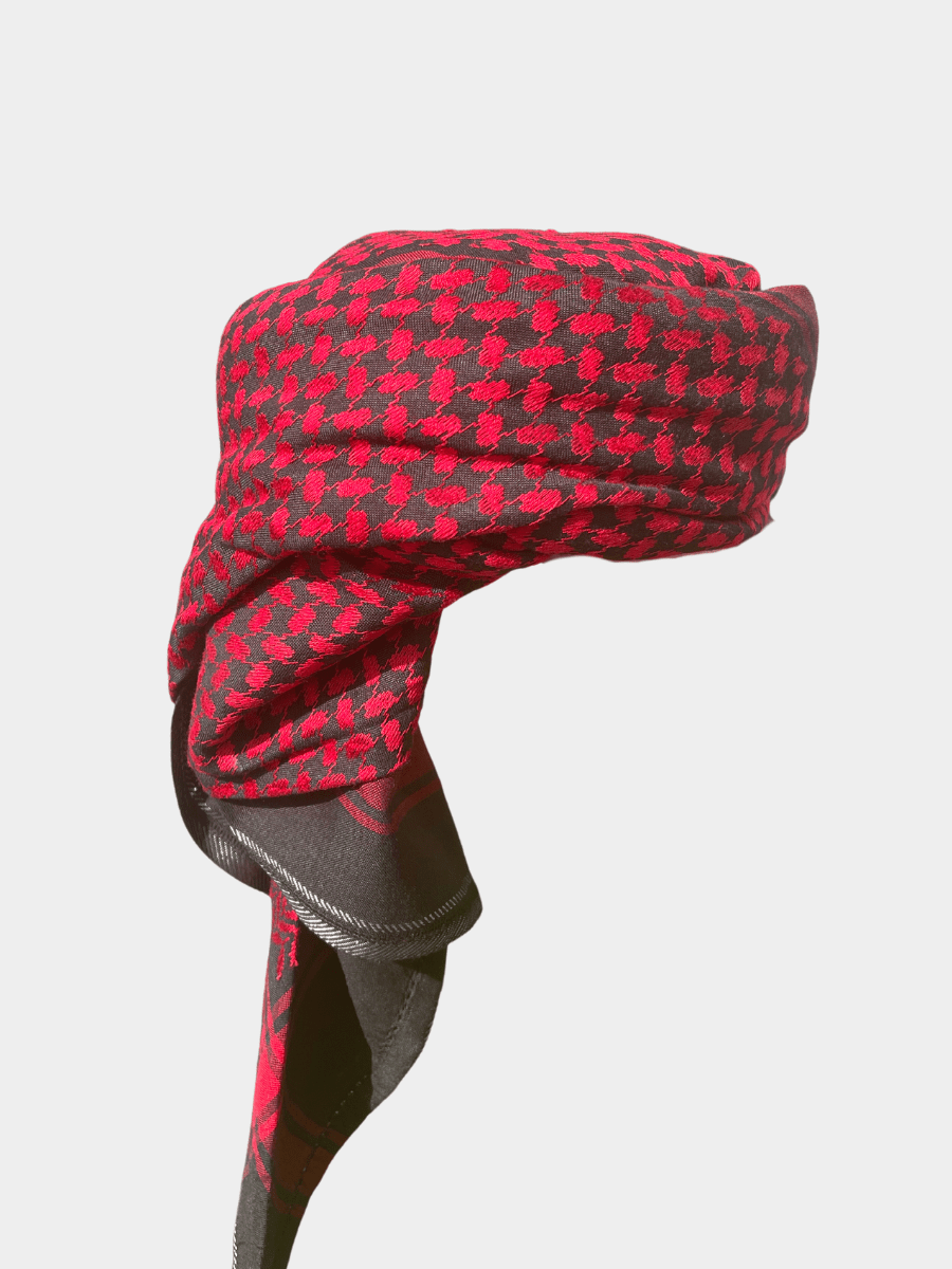 Mens Ready Made Black & Red Heavy Weight Arab Hat Keffiyeh