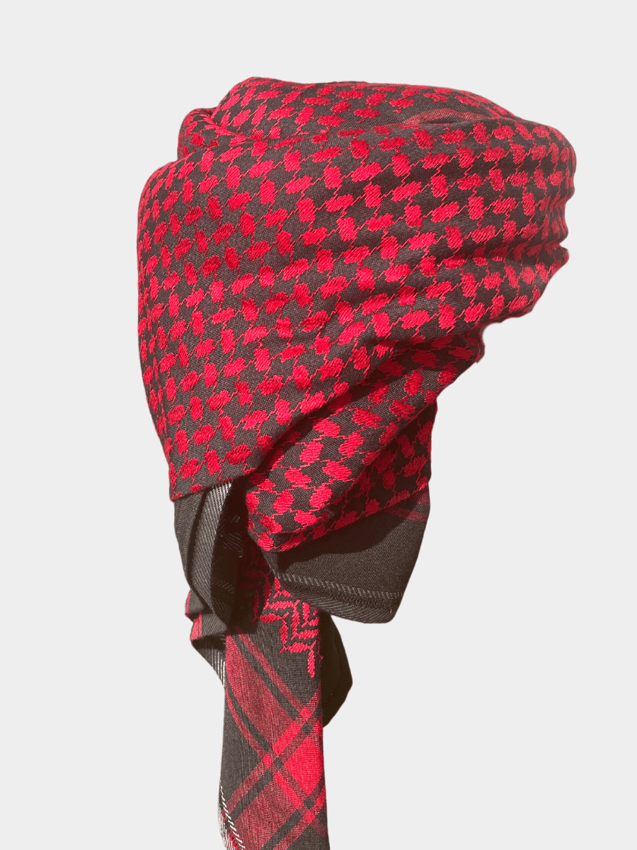 Mens Ready Made Black & Red Heavy Weight Arab Hat Keffiyeh