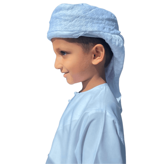 Kids Ready Made White Arab Hat Hamdani Shemagh Keffiyeh