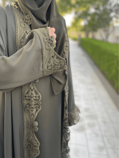 Forest Green Lace Abaya Dress