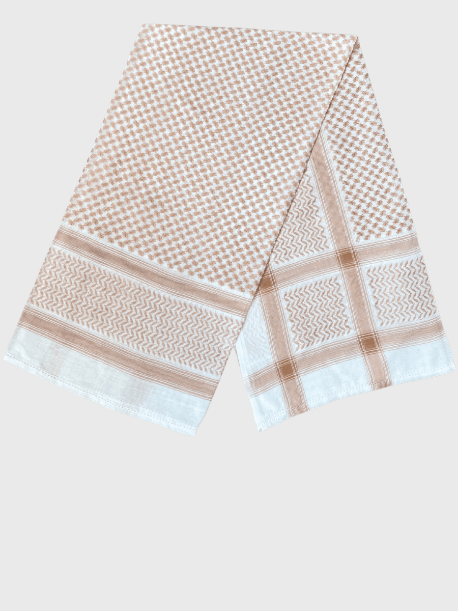 Unisex Beige and White Keffiyeh Scarf