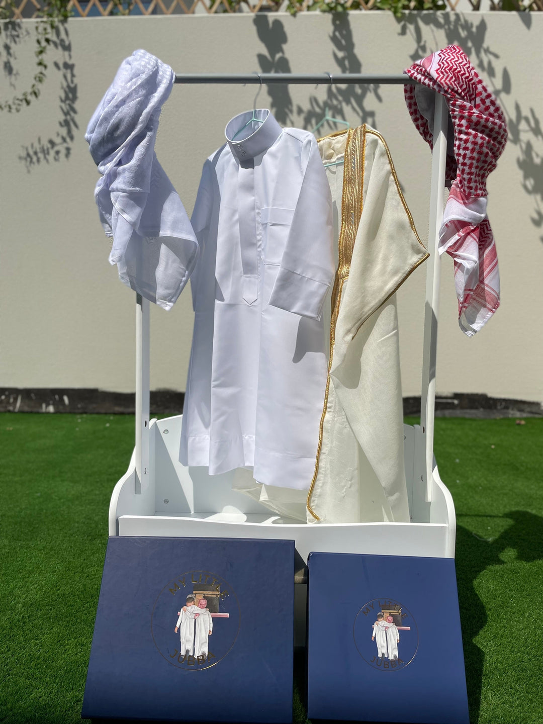 Deluxe Baby Boy Thobe Gift Set | Cream Bisht 0-12 Months - 4 Items