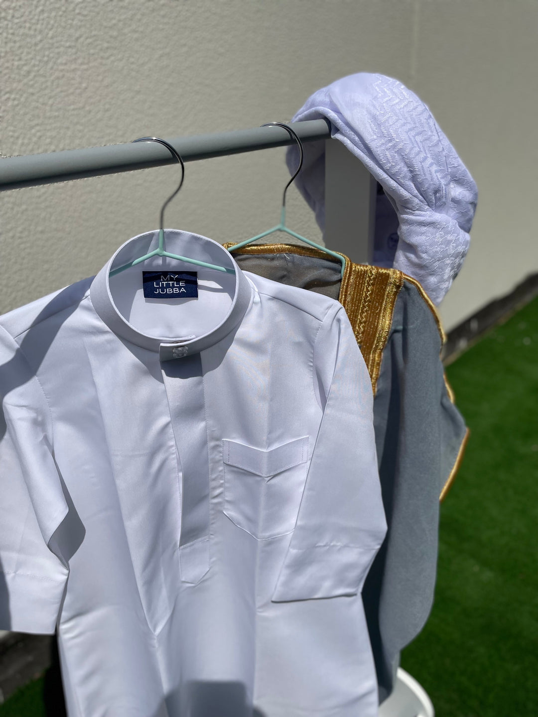 Deluxe Baby Boy Thobe Gift Set | Grey Bisht 0-12 Months - 4 Items