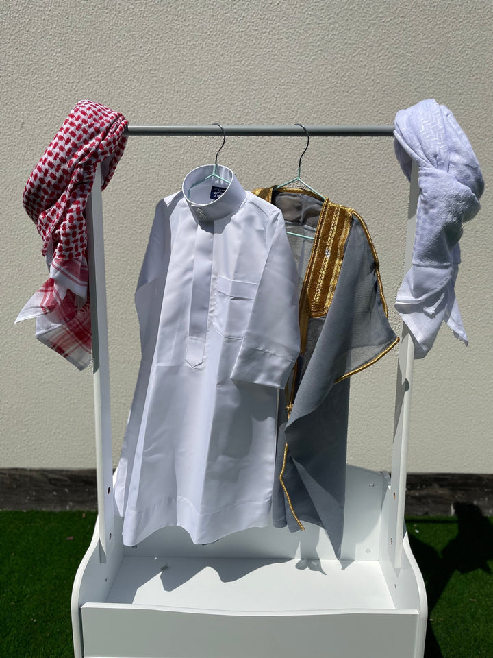 Deluxe Baby Boy Thobe Gift Set | Grey Bisht 0-12 Months - 4 Items