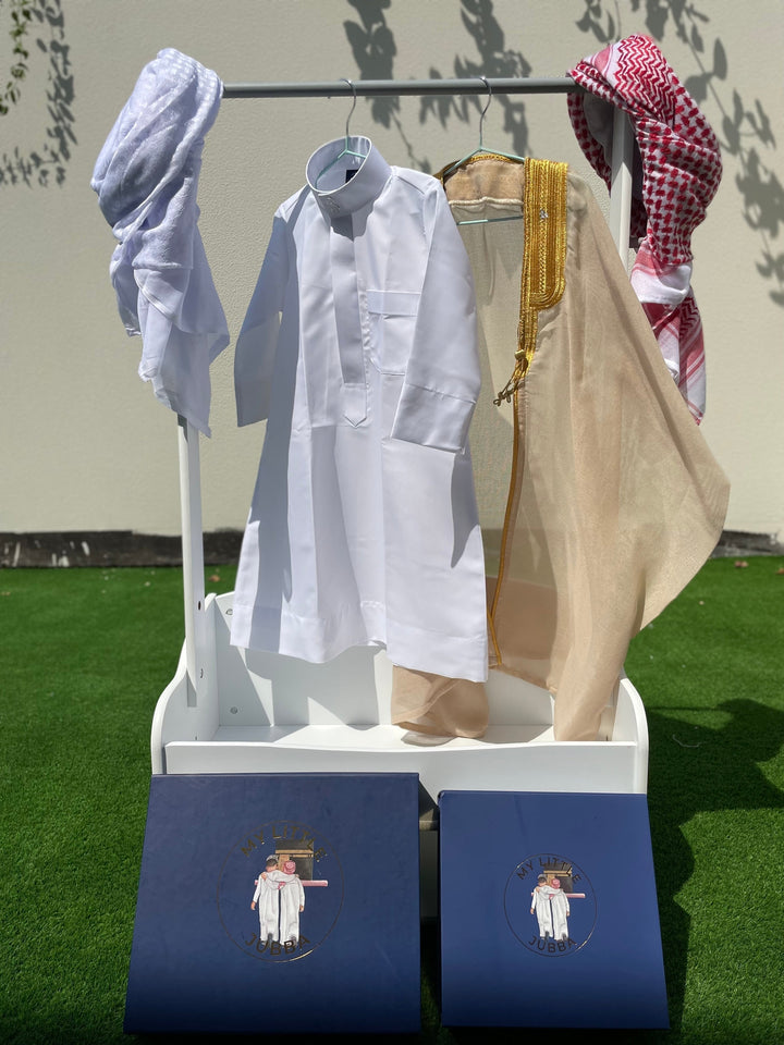 Deluxe Baby Boy Thobe Gift Set | Beige Bisht 0-12 Months - 4 Items