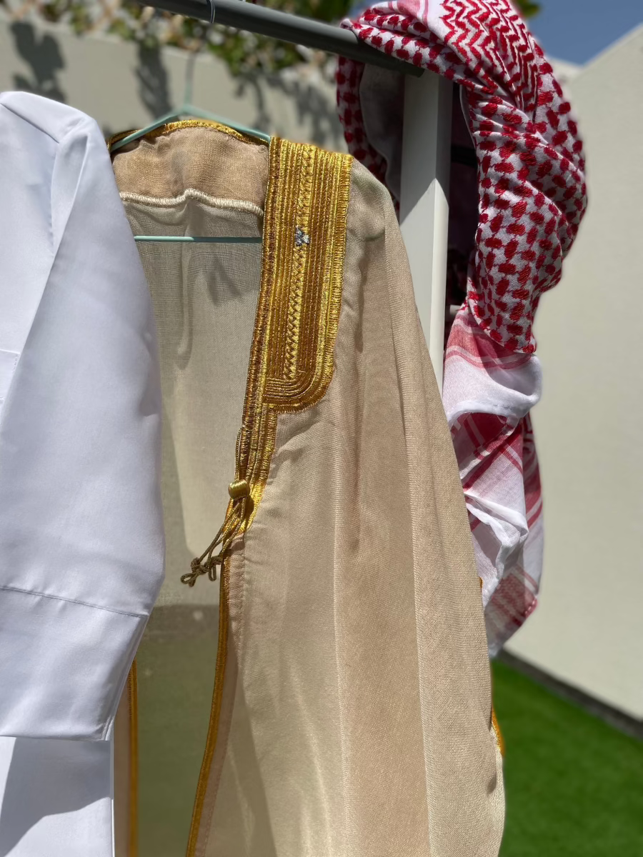 Deluxe Baby Boy Thobe Gift Set | Beige Bisht 0-12 Months - 4 Items
