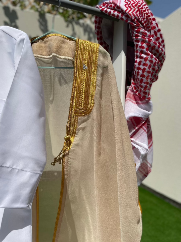 Deluxe Baby Boy Thobe Gift Set | Beige Bisht 0-12 Months - 4 Items