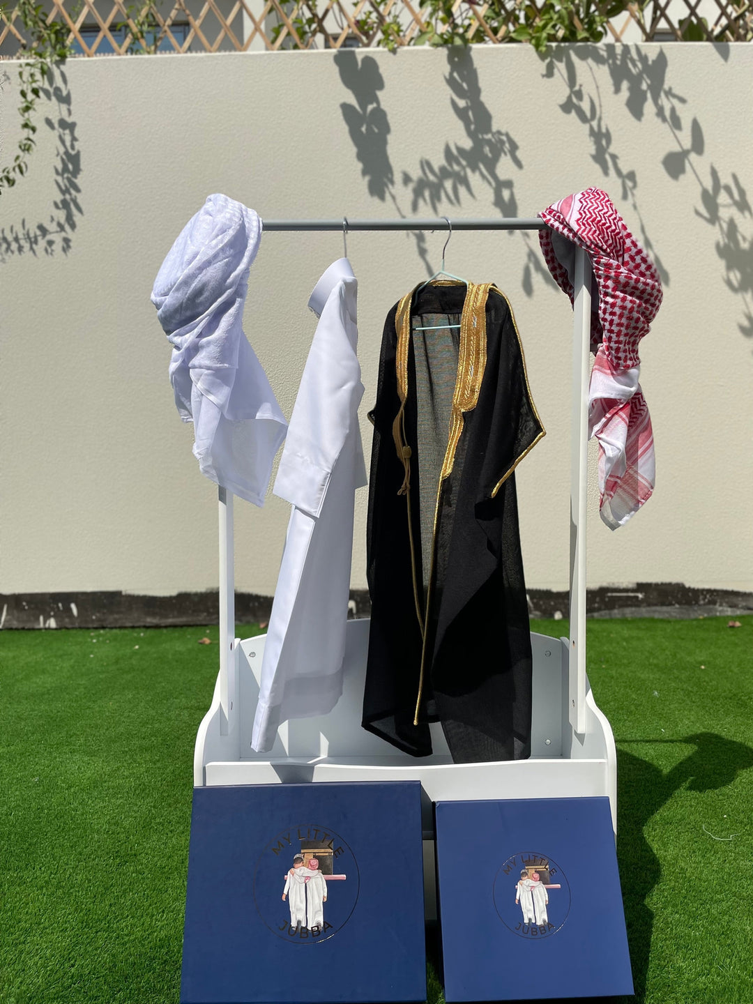 Deluxe Baby Boy Thobe Gift Set | Black Bisht 0-12 Months - 4 Items