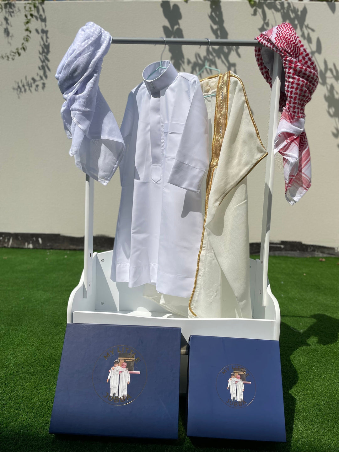 Deluxe Baby Boy Thobe Gift Set | Cream Bisht 0-12 Months - 4 Items