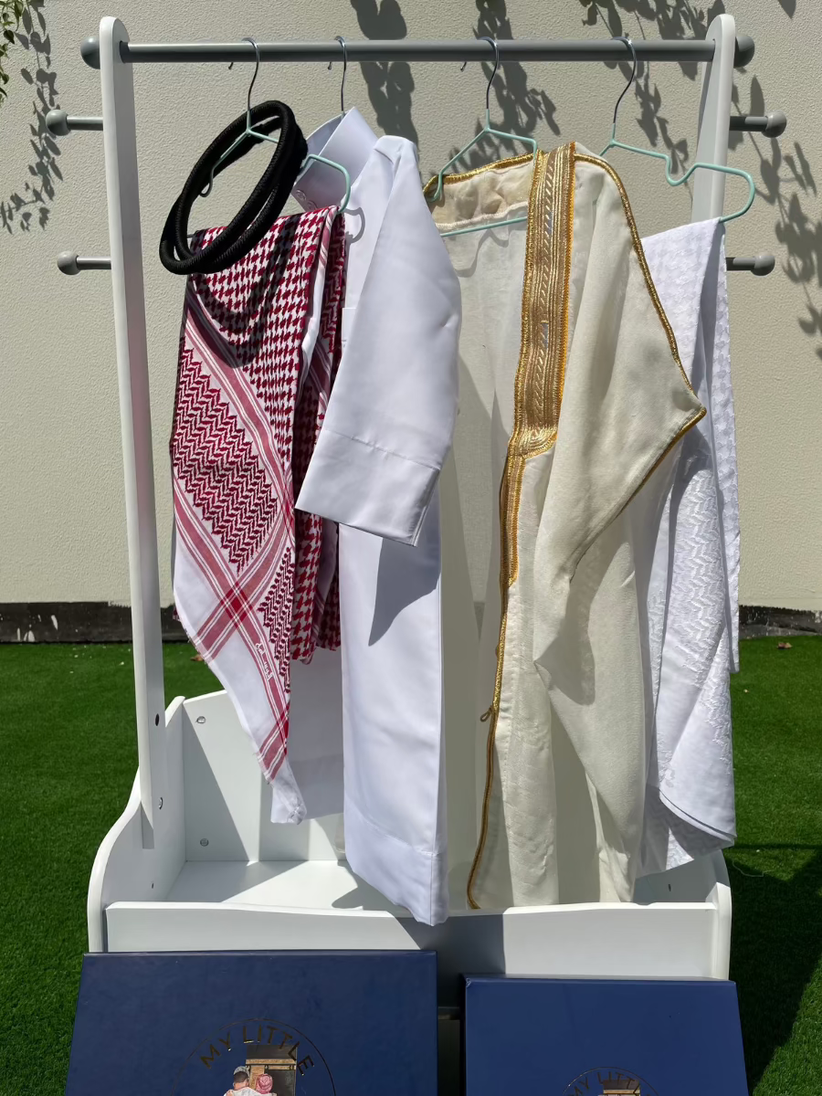 Prestige Baby Boy Thobe Gift Set | Cream Bisht 0-12 Months - 5 Items