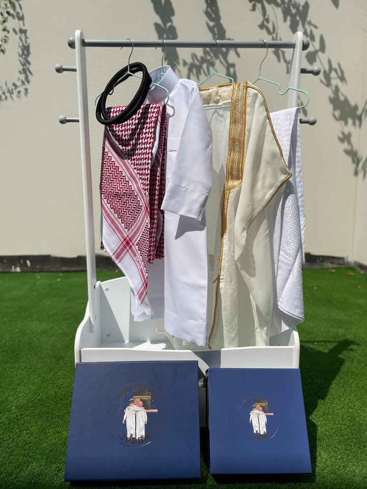 Prestige Baby Boy Thobe Gift Set | Cream Bisht 0-12 Months - 5 Items