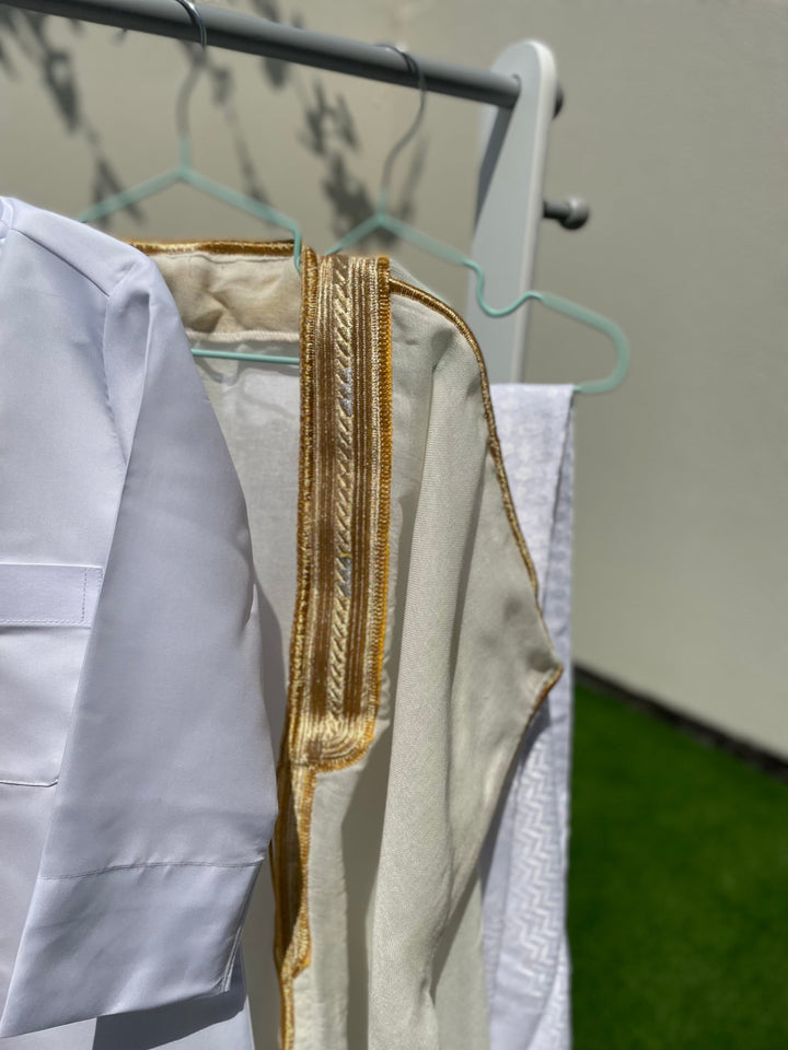 Prestige Baby Boy Thobe Gift Set | Cream Bisht 0-12 Months - 5 Items