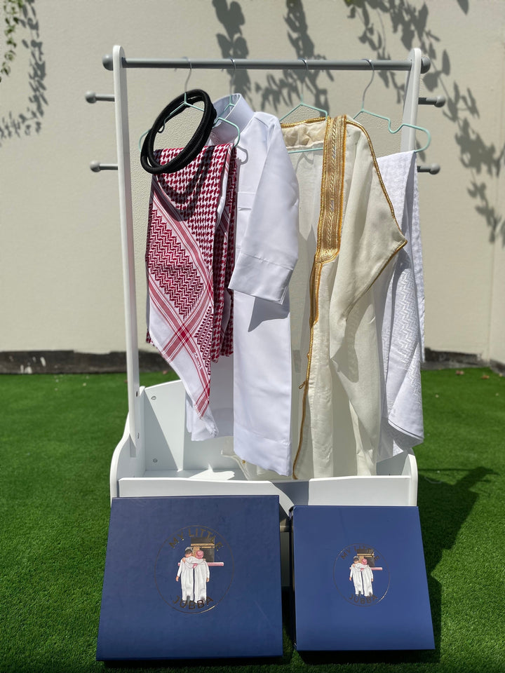 Prestige Baby Boy Thobe Gift Set | Cream Bisht 0-12 Months - 5 Items
