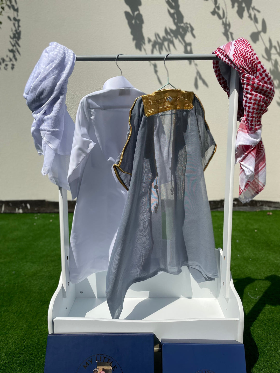 Deluxe Baby Boy Thobe Gift Set | Grey Bisht 0-12 Months - 4 Items