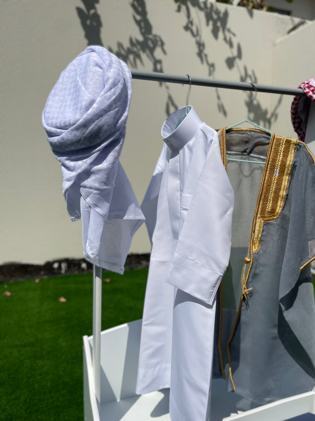 Deluxe Baby Boy Thobe Gift Set | Grey Bisht 0-12 Months - 4 Items