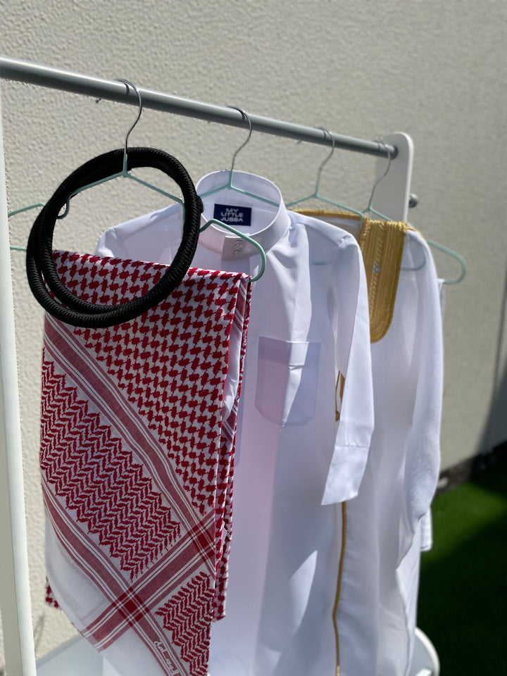 Premium Baby Boy Thobe Gift Set | White Bisht 0-12 Months - 5 Items