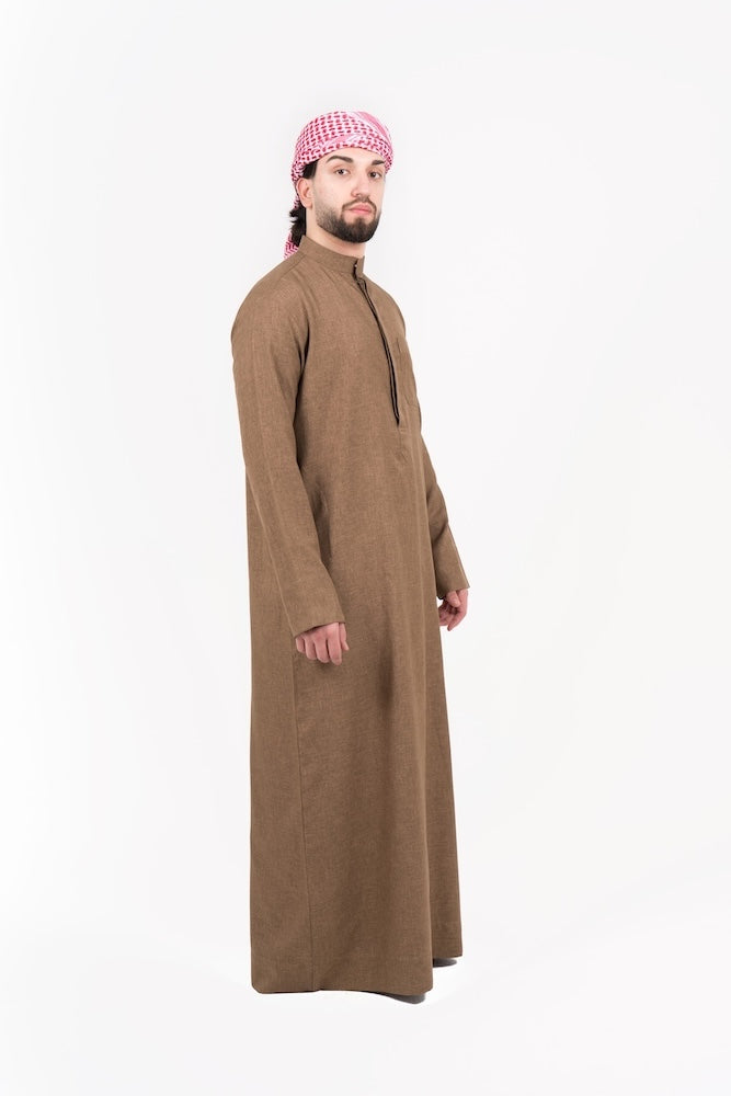 Mens Brown Semiramis Kuwaiti Thobe