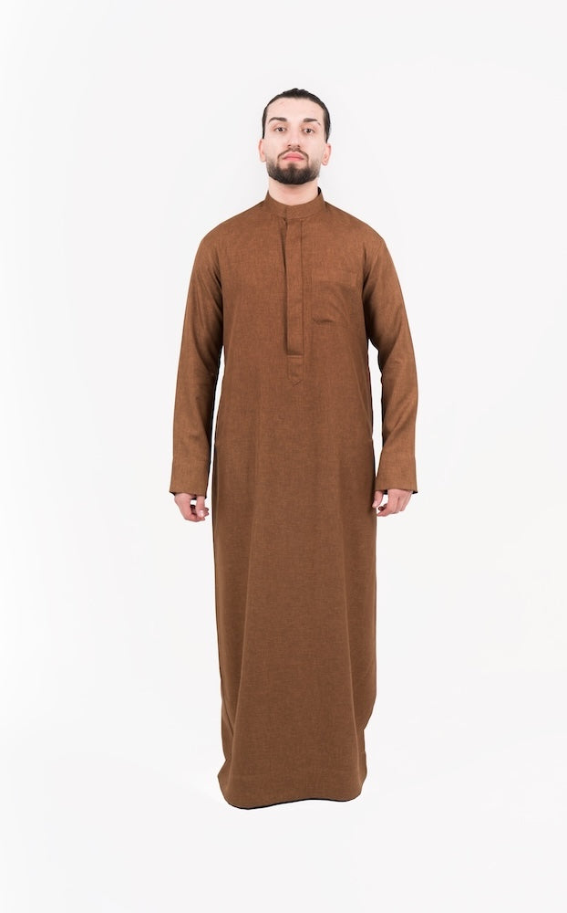 Mens Caramel Brown Semiramis Kuwaiti Thobe