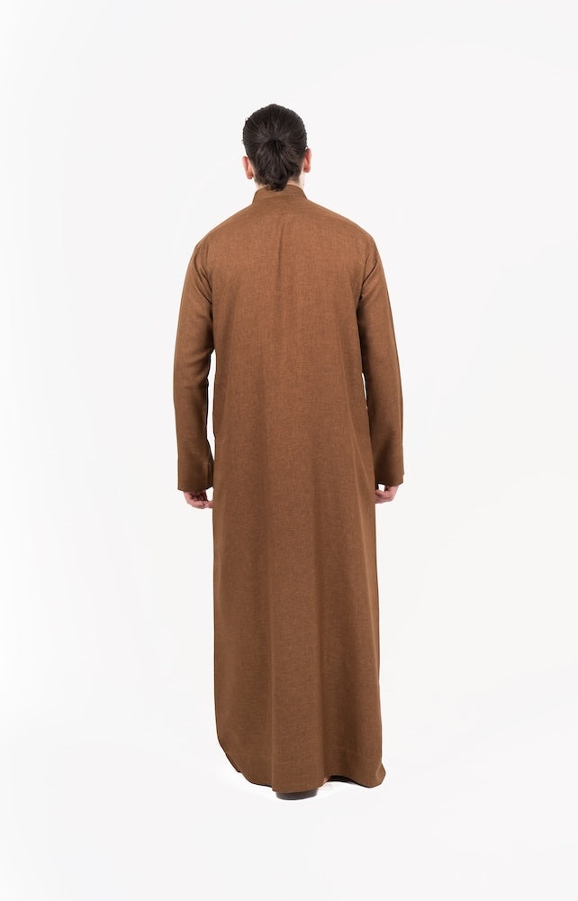 Mens Caramel Brown Semiramis Kuwaiti Thobe