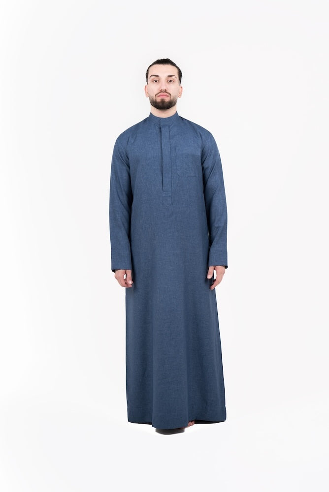 Mens Cyan Semiramis Kuwaiti Thobe