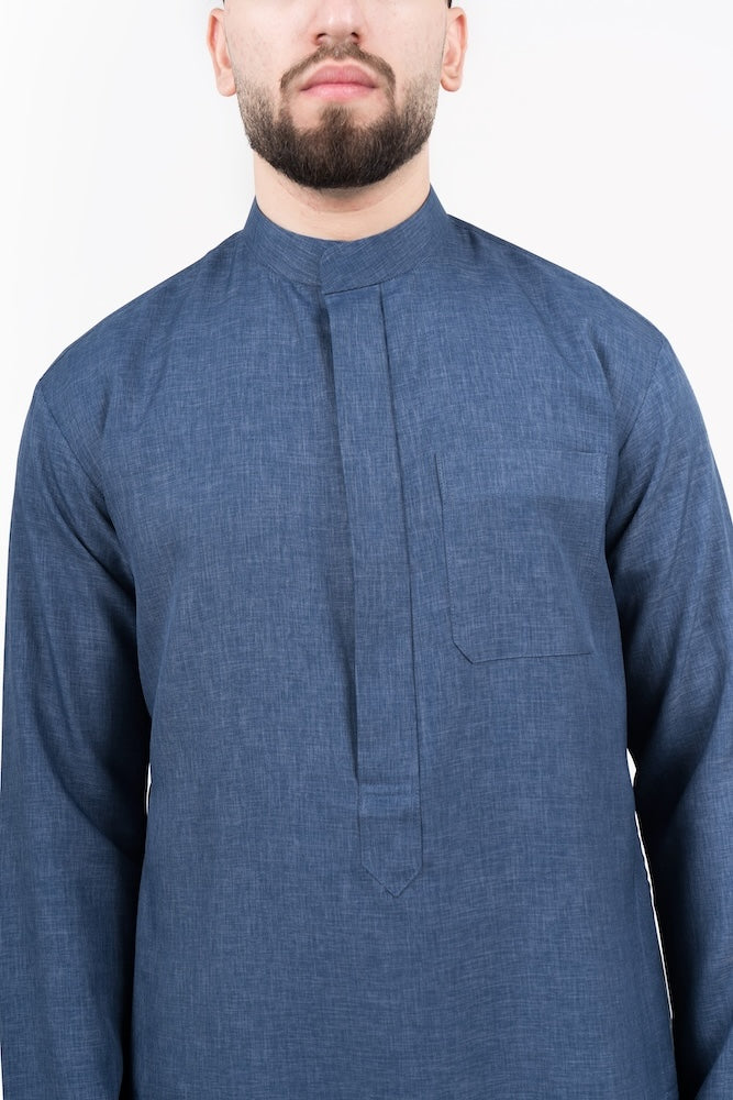 Mens Cyan Semiramis Kuwaiti Thobe
