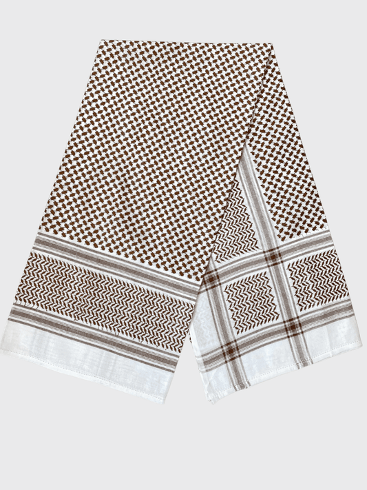 Unisex Dark Brown and White Keffiyeh Scarf