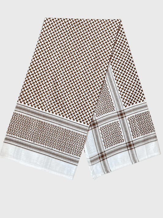 Mens Dark Brown and White Keffiyeh Scarf