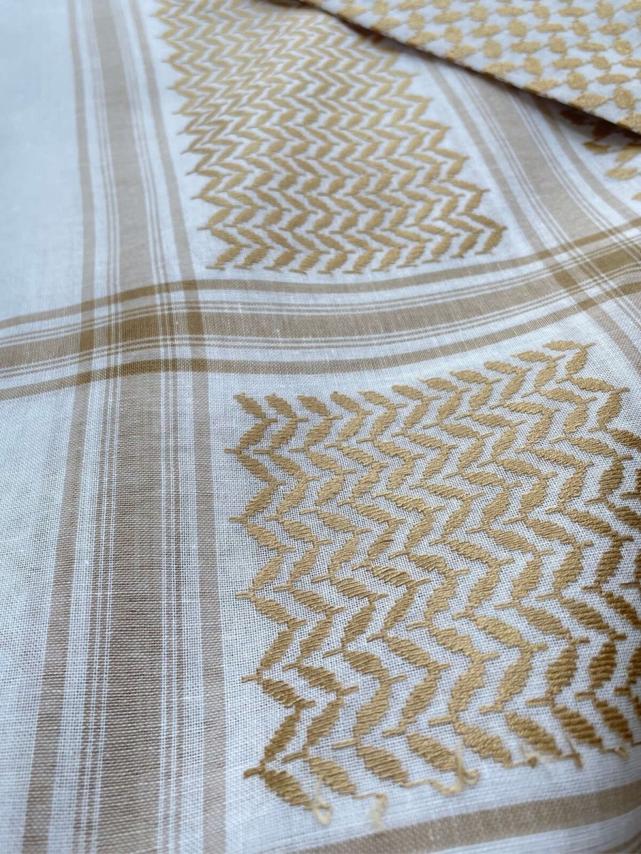 Unisex Golden Brown and White Keffiyeh Scarf