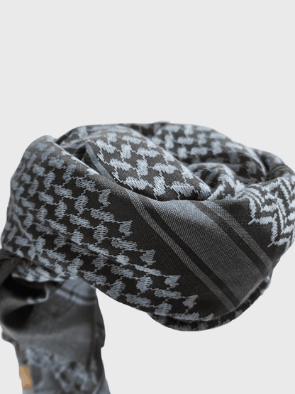 Mens Ready Made Grey & Blue Arab Hat Shemagh Keffiyeh