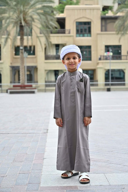 Kids Steel Grey Kuwaiti Jubba Thobe