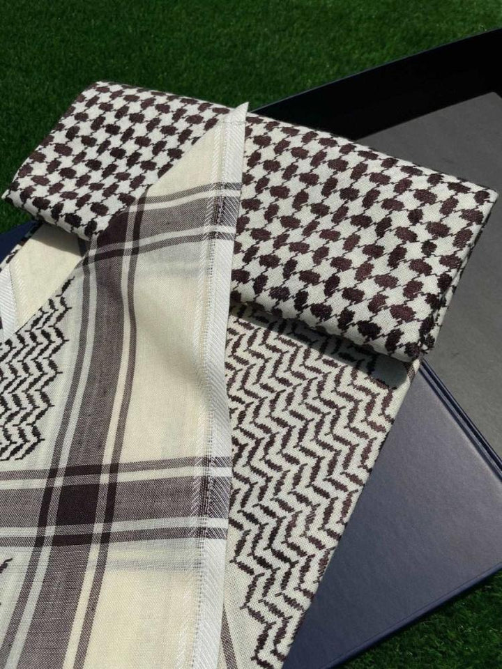 Deep Brown and Cream Keffiyeh Scarf Unisex