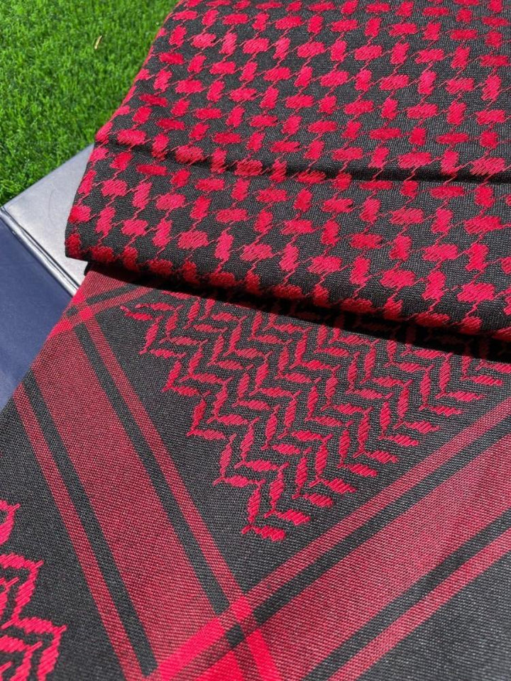 Ruby Red 4 Piece Medium Weight Keffiyeh Scarf Set