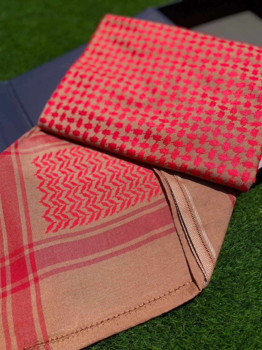 Ruby Red 4 Piece Medium Weight Keffiyeh Scarf Set