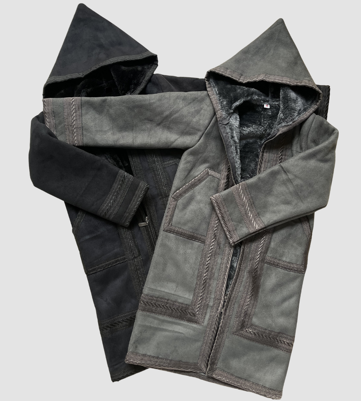 معطف فرو فروة سوري بني غامق