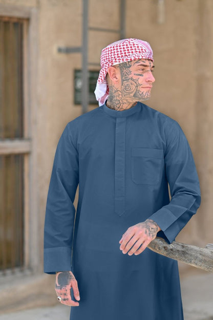 Mens Midnight Blue Kuwaiti Thobe