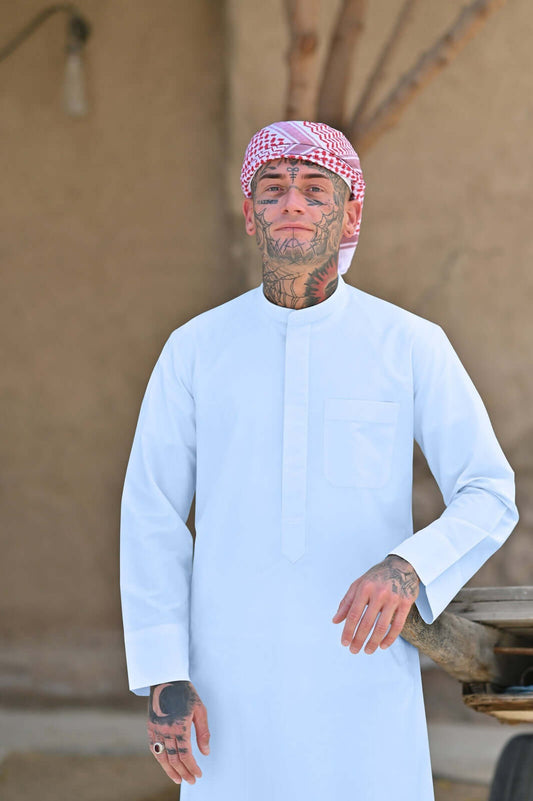 Mens White Kuwaiti Thobe