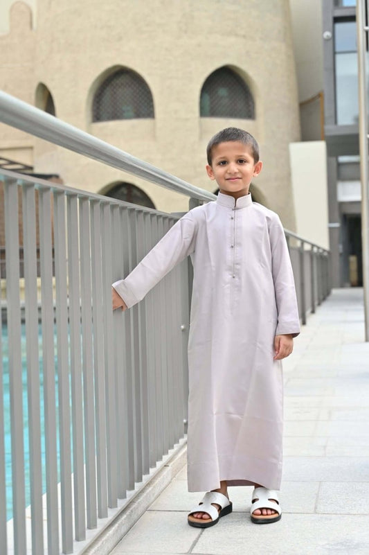 Kids Light Grey Bahraini Jubba Thobe