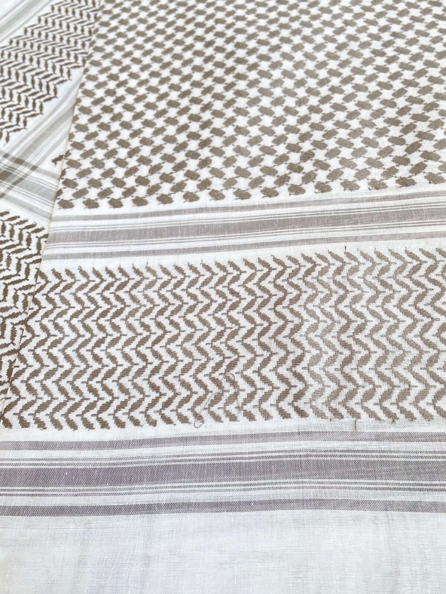 Unisex Light Grey and White Keffiyeh Scarf