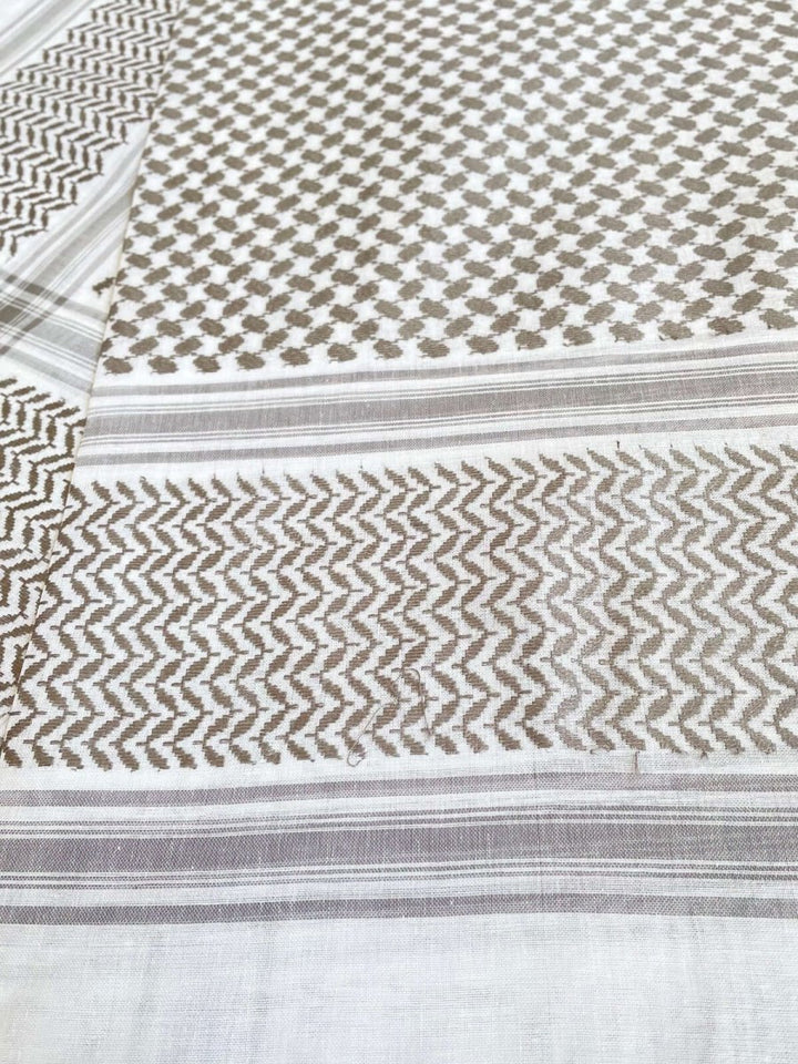 Unisex Light Grey and White Keffiyeh Scarf