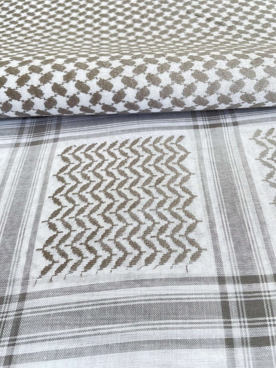 Unisex Light Grey and White Keffiyeh Scarf