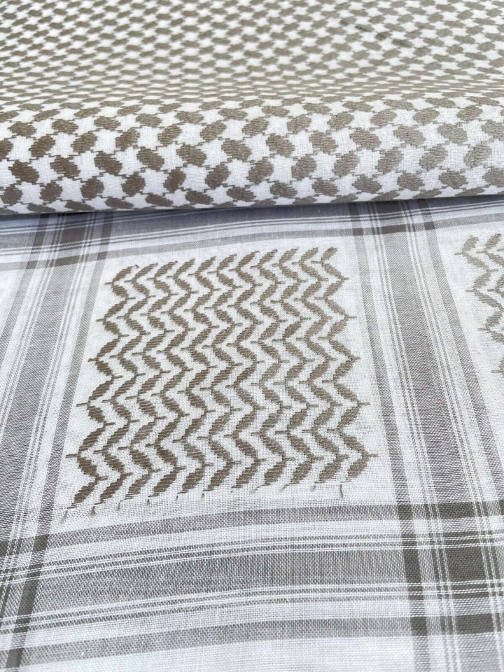 Unisex Light Grey and White Keffiyeh Scarf