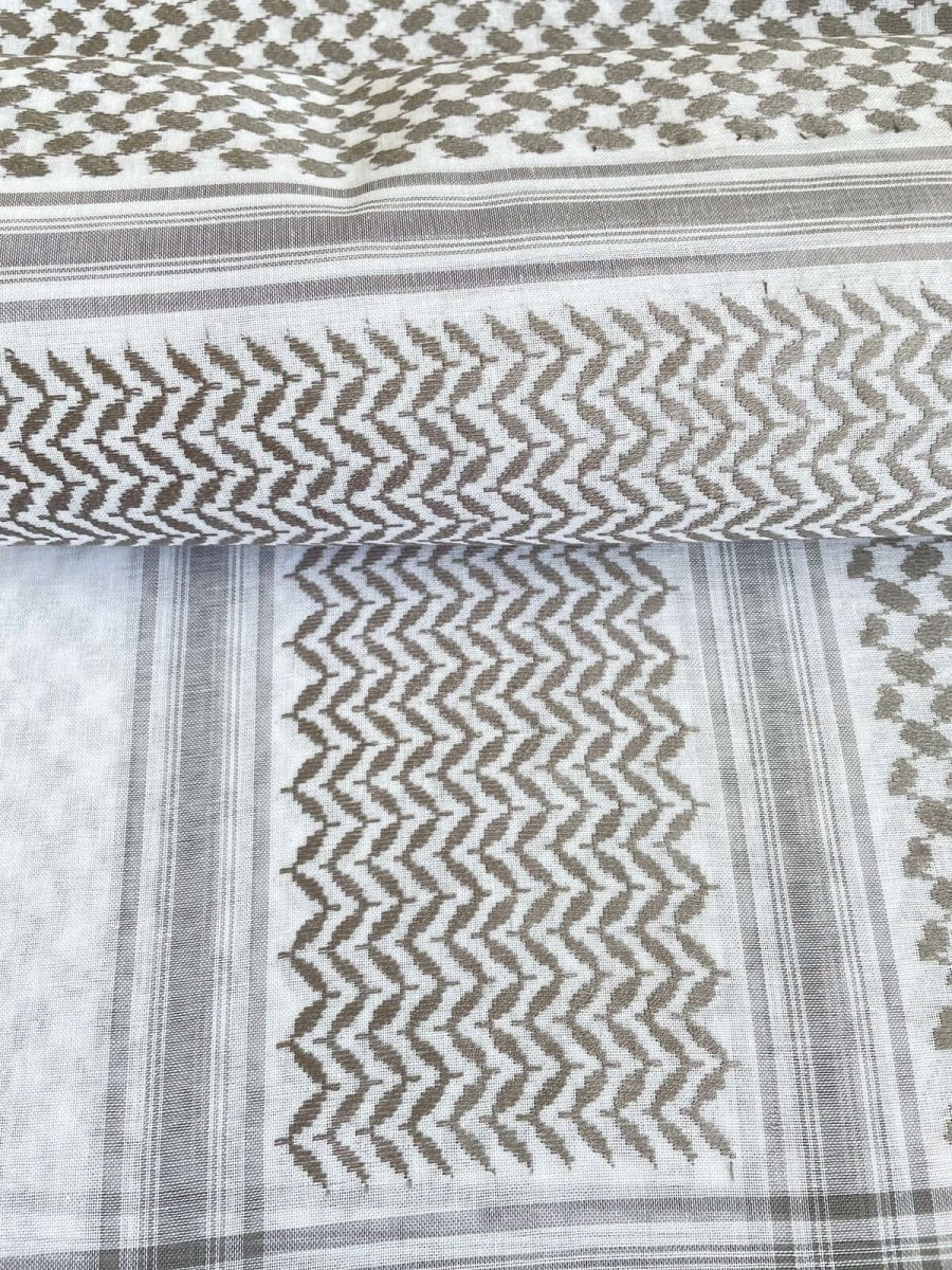 Unisex Light Grey and White Keffiyeh Scarf